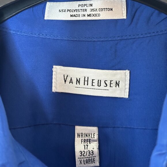 Vibrant Blue Van Heusen Button-up Dress Shirt, XL - Picture 4 of 4
